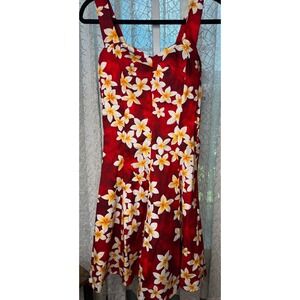 Royal Hawaiian Creations Red Plumeria Sundress w/ Smocked Back – NWT‎ M